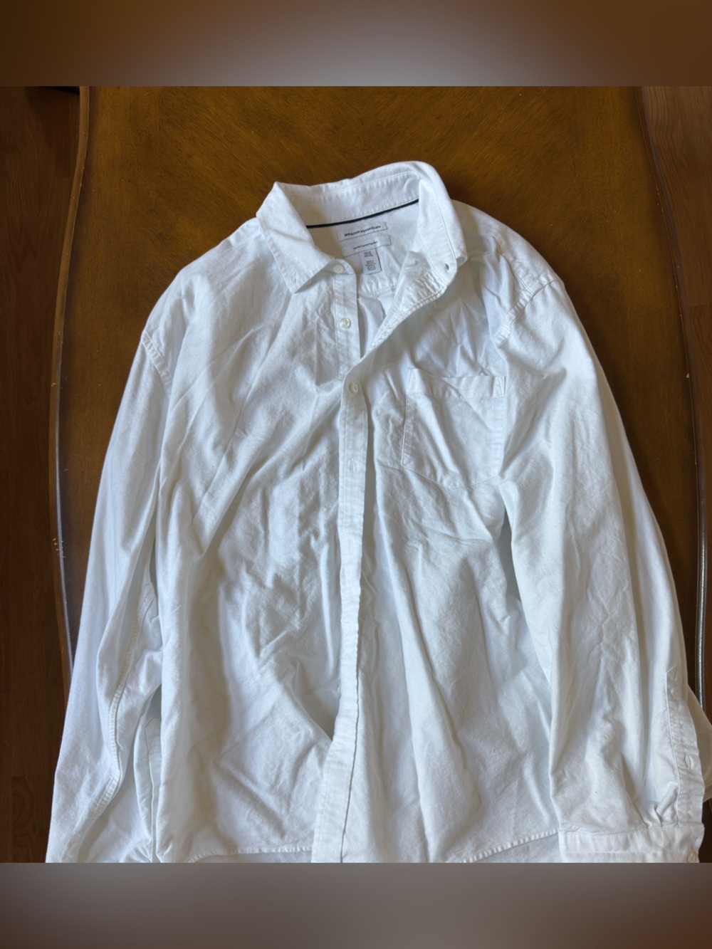 Men’s Amazon Essentials White Casual Button-Down Shirt